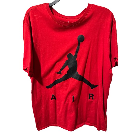 Nike Air Jordan Shirt Men's Extra Large Crew Neck Red Big Jump Man Logo - Picture 1 of 3